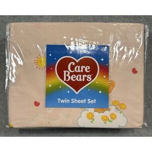 Care Bears Twin Sheet Set-Flat-Fitted-1 Standard Pillowcase New Still In Package